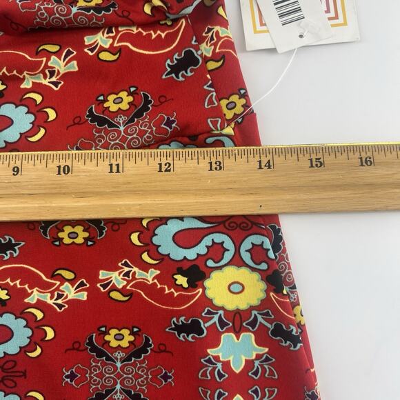 Lularoe Maxi Skirt Women Extra Small Red Floral Long Flowy Stretch Geometric New - Picture 6 of 8